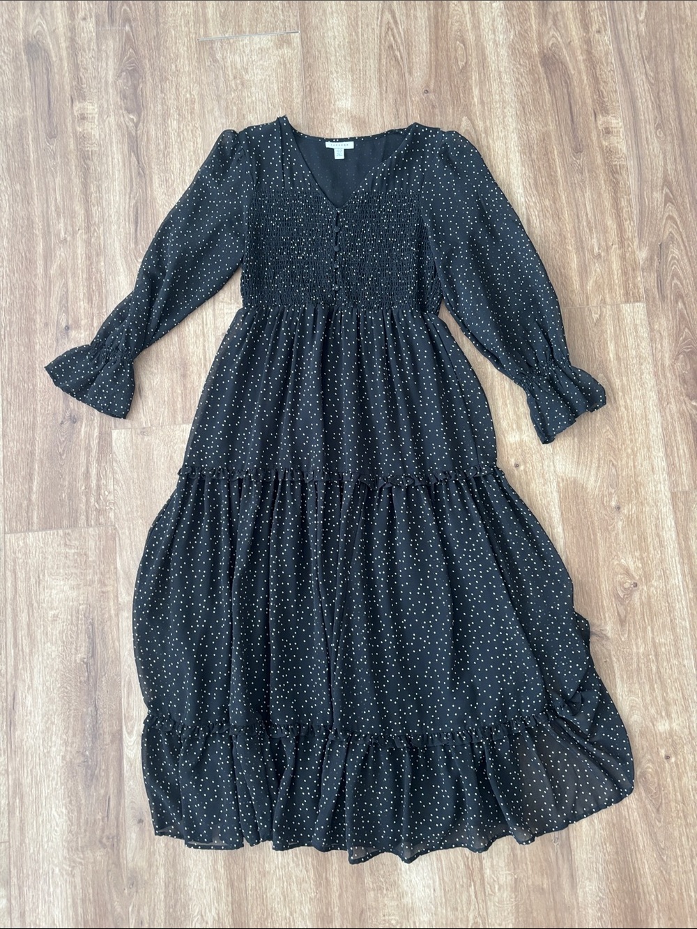 Black Polka Dot Tiered Maxi Dress by Topshop